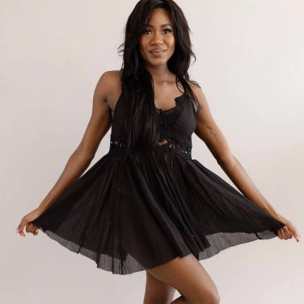 FREE PEOPLE Ilektra Slip Dress Black Small NWT*
